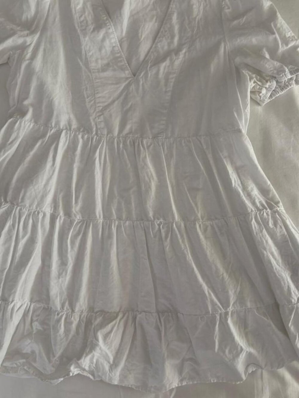 White Ruffled A-Line Dress - Picture 3 of 4
